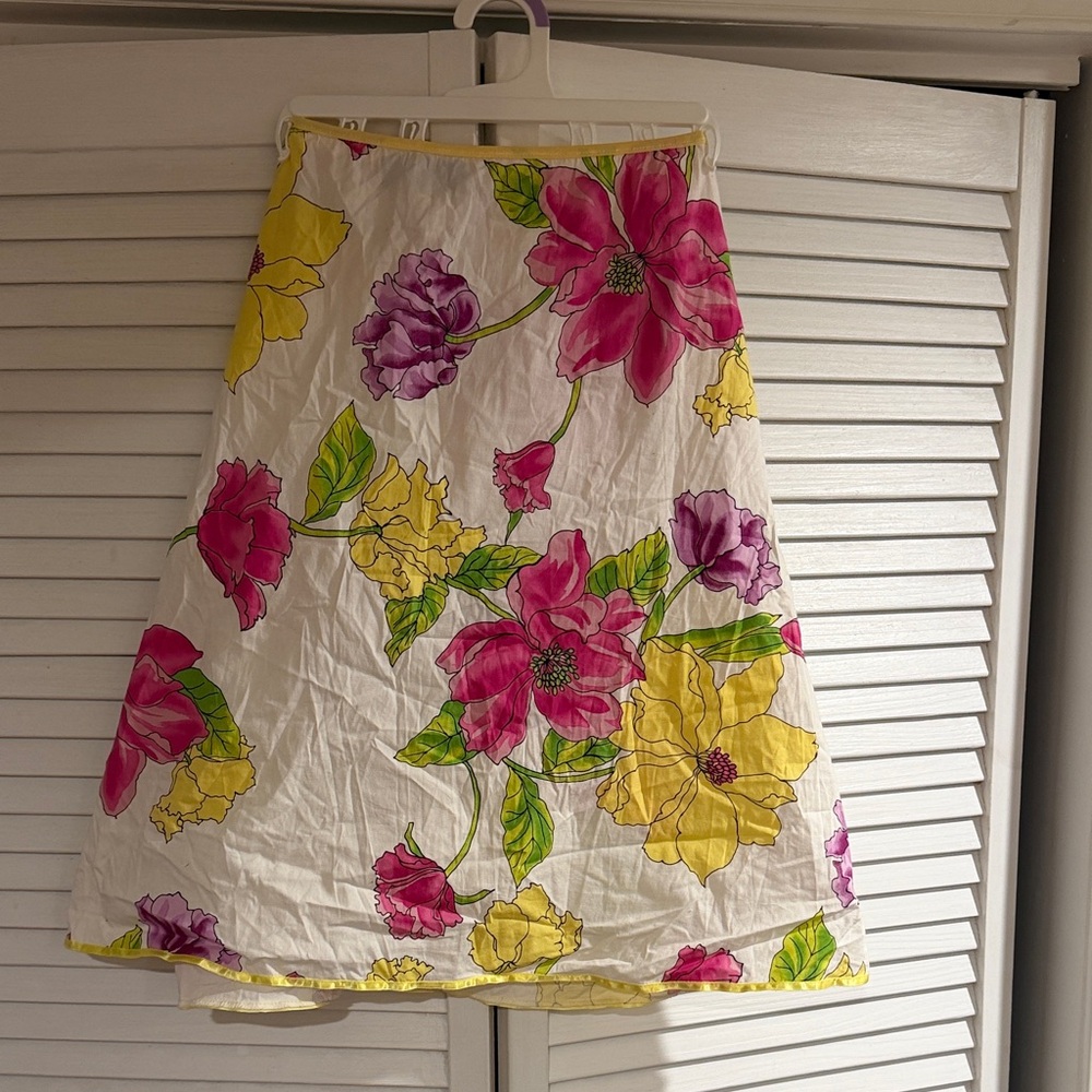 Floral A-Line Skirt - Pink and Yellow